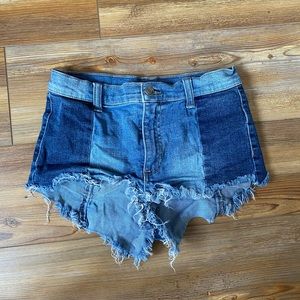 colorblock jean short